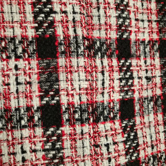 Zara Plaid Double Breasted Plaid Tweed Red Long Oversized Blazer Size M Holiday - Picture 12 of 16